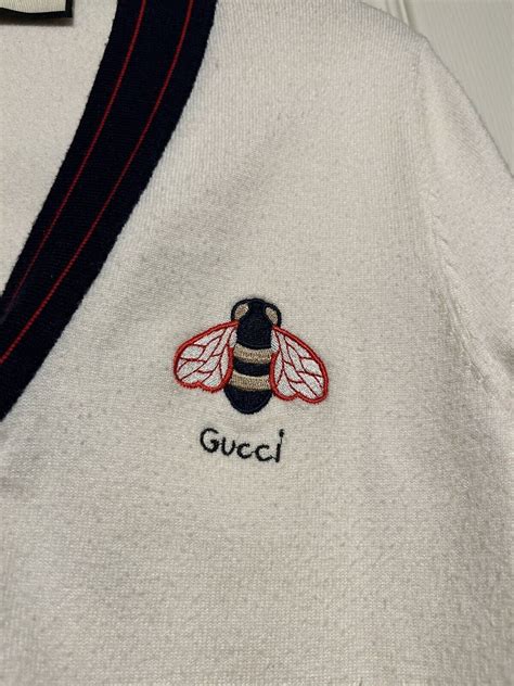 gucci cardigan bee yellow stripe|gucci cardigan.